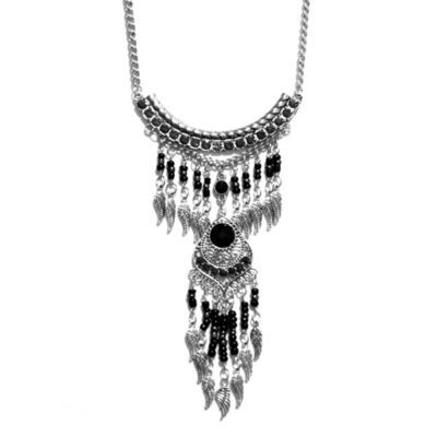 Colar Boho Prata e Preto