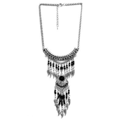 Colar Boho Prata e Preto