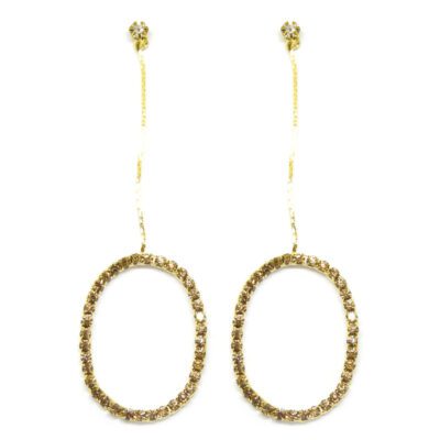 Brinco Dourado com Strass Caramelo