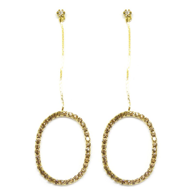 Brinco Dourado com Strass Caramelo