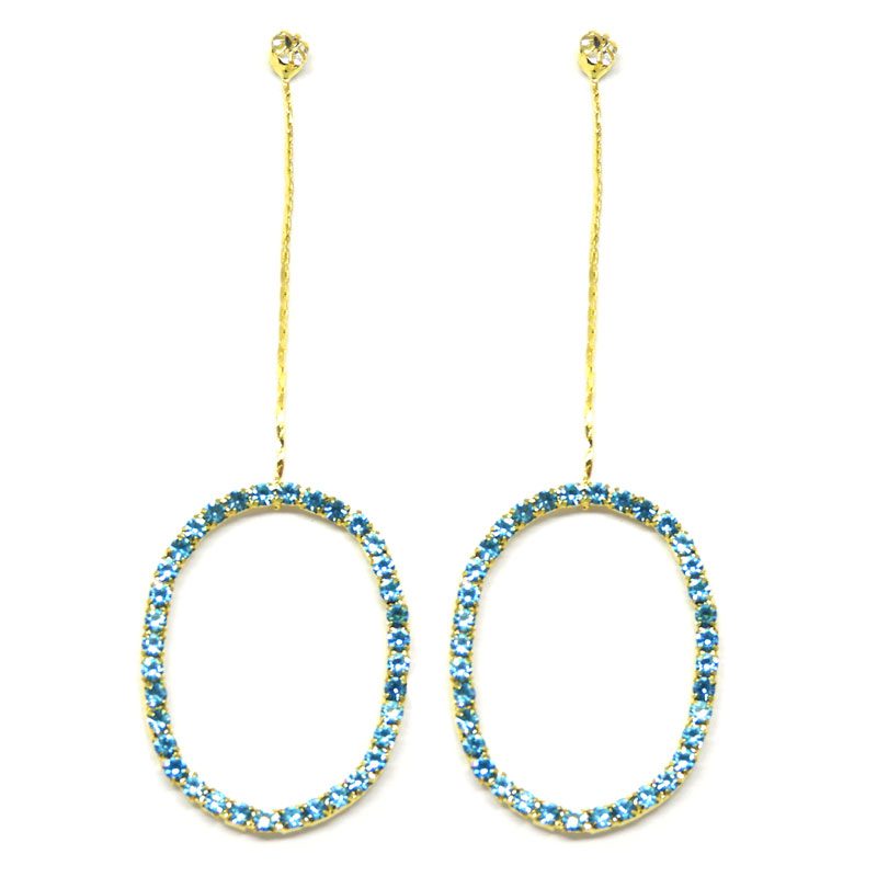 Brinco Dourado com Strass Verde Água
