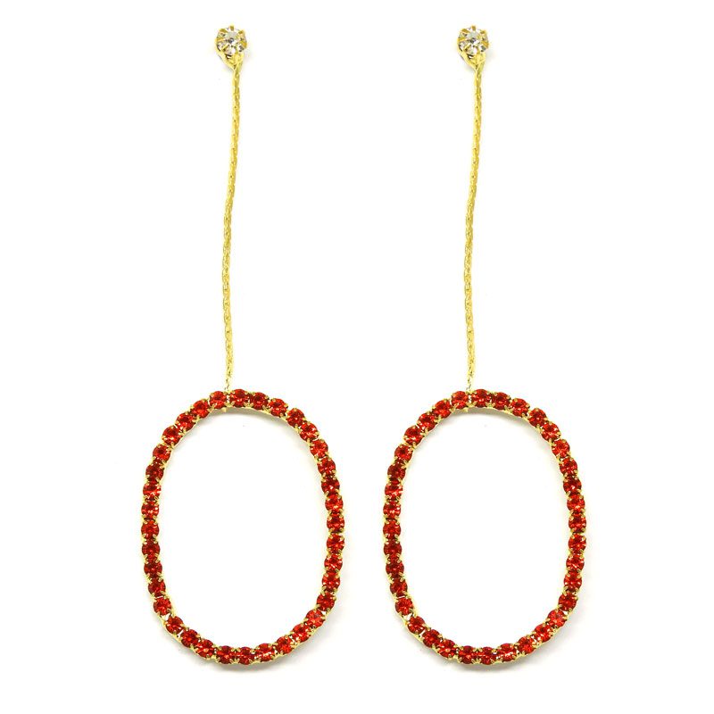 Brinco Dourado com Strass Vermelho