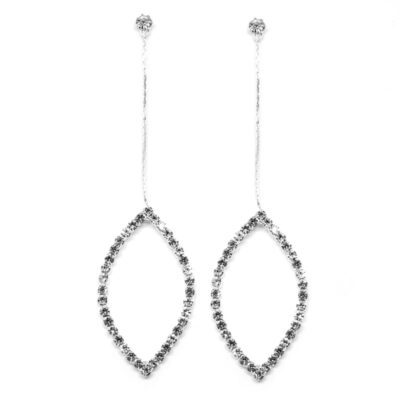 Brinco Prata Folha com Strass