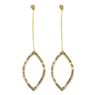 Brinco Dourado Folha com Strass