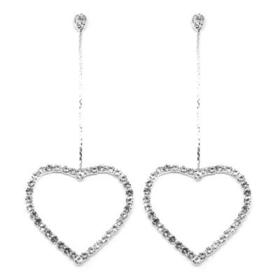 Brinco Prata Coração com Strass