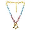 Colar de Correntes Tie-die e Estrela