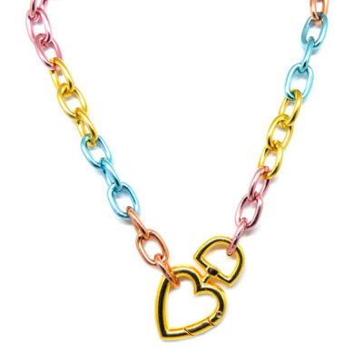 Colar de Correntes Tie-die com Coração
