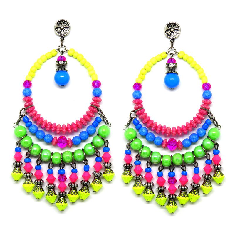 Brincos de Miçangas com Verde Neon