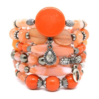 Kit de Pulseiras Laranja com Pingentes
