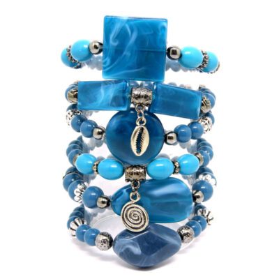 Kit de Pulseiras Azul com Pingentes