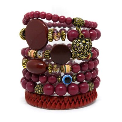 Kit de Pulseiras cor Vinho