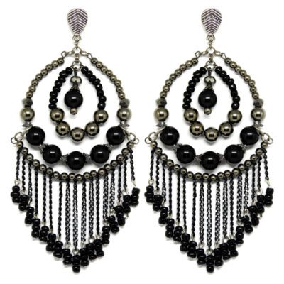 Brincos de Miçangas e Correntes Preto