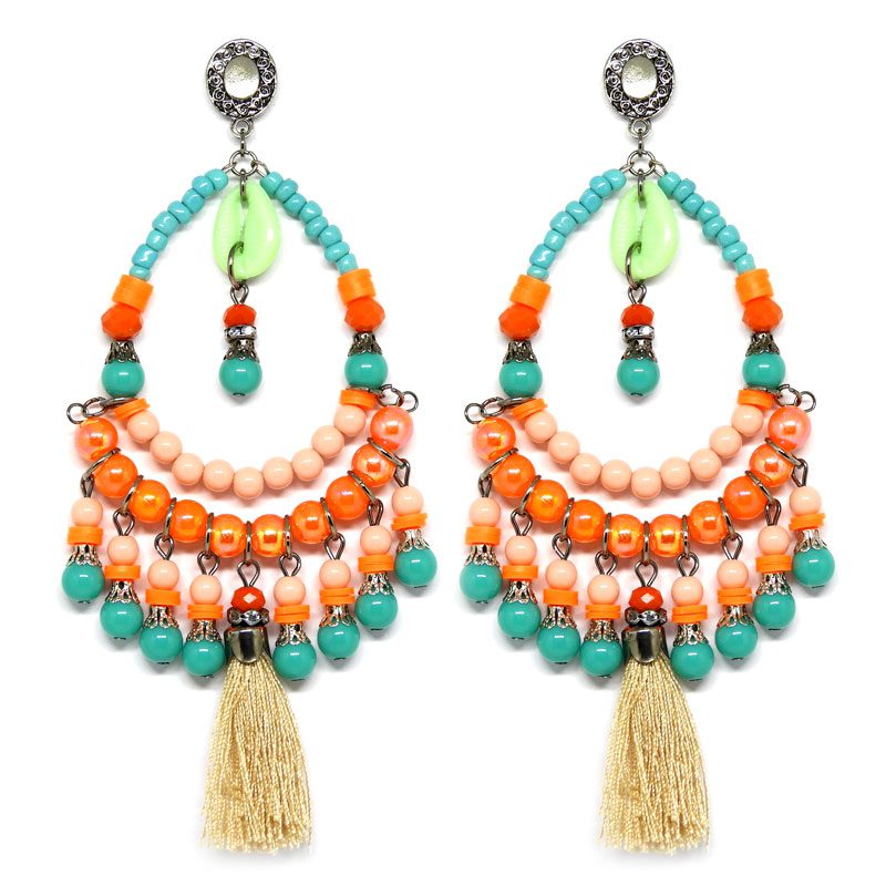 Brincos de Miçangas e Tassel