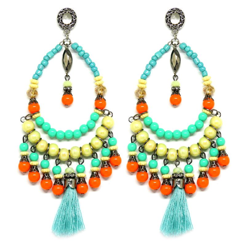 Brincos de Miçangas e Tassel