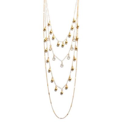 Choker com 4 Voltas e Bolinhas Dourado