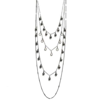 Choker com 4 Voltas e Bolinhas Grafite