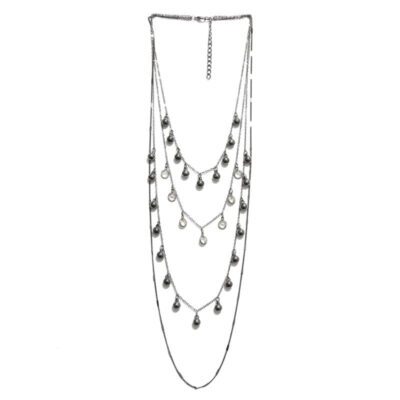 Choker com 4 Voltas e Bolinhas Grafite