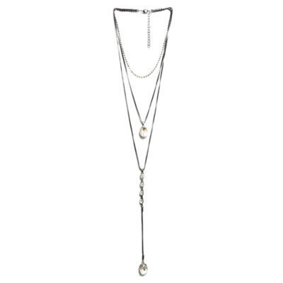Choker com Strass Triplo com Pedra Cristal