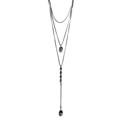 Choker com Strass Tripo com Pedra Grafite