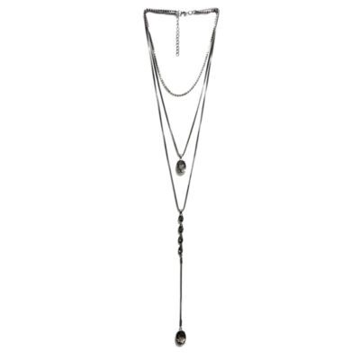 Choker com Strass Tripo com Pedra Grafite