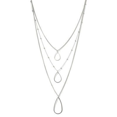 Colar Triplo Prata Gota