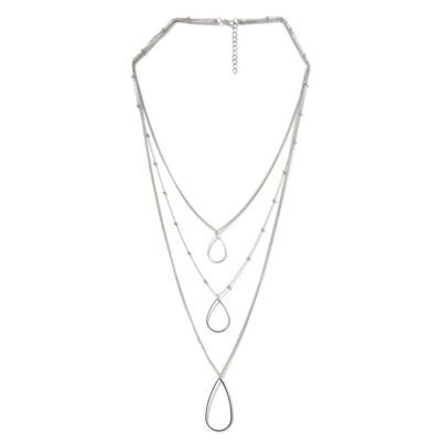 Colar Triplo Prata Gota