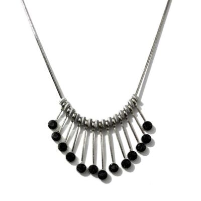 Colar Prata com Strass Grafite