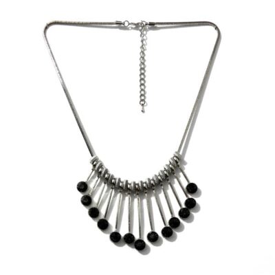 Colar Prata com Strass Grafite