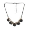 Colar Floral Grafite com Strass Verdinho