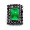 Anel Boho Prata Velha com Verde
